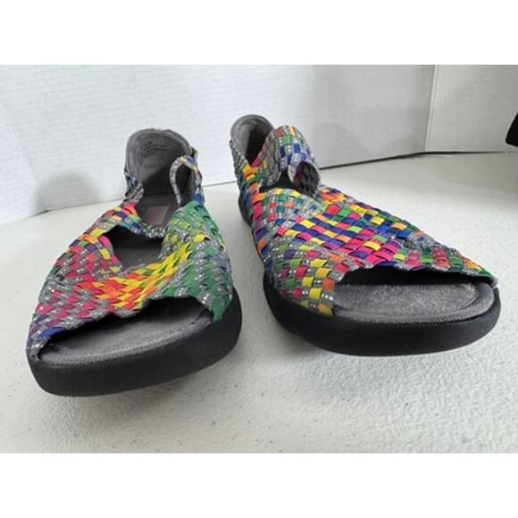 "BARETRAPS" Ivette Woven Peep Toe Rainbow Slip On Mary Jane Sandal Sz 9.5M - Picture 6 of 8